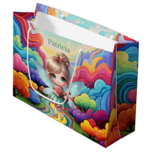 Sacola Para Presentes Grande Fada de garotas bonitas personalizável