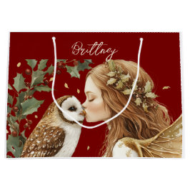 Sacola Para Presentes Grande Fada de Natal Cute Forestcore