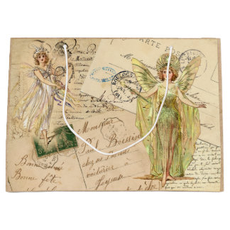 Sacola Para Presentes Grande Fairies Contra a Bag de Presente de Escrita Manual