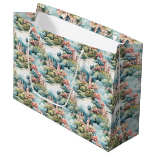 Sacola Para Presentes Grande Fairytala em Castelos da Fairyland Pastel Azul Ros