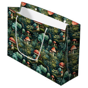 Sacola Para Presentes Grande Fairytala em Fairyland Mushroom House Laranja Verd