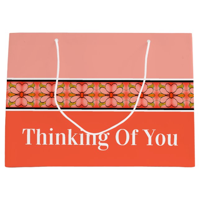 Sacola Para Presentes Grande Faixa Acentuada Floral (Frente)