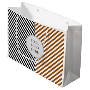 Sacola Para Presentes Grande faixa preta e castanha com logotipo