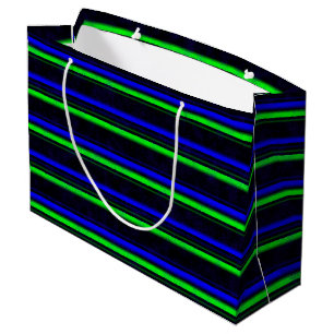Sacola Para Presentes Grande Faixa Verde Azul Preta