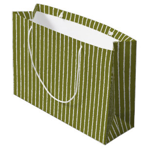 Sacola Para Presentes Grande Faixa Verde-Oliva com Linhas Isoladas