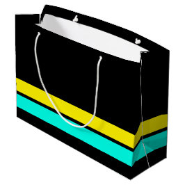Sacola Para Presentes Grande Faixas De Corrida De Aqua Amarelo Retroativas Em P