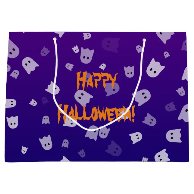 Sacola Para Presentes Grande Fantasmas de Halloween (Frente)