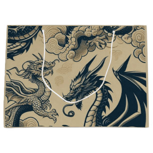 Sacola Para Presentes Grande Fantasy Antiquados Dragões