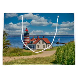 Sacola Para Presentes Grande Farol de Cabeça de Quoddy Oeste, Lubec, Maine