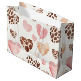 Sacola Para Presentes Grande Farol-de-cor-de-rosa Coração-do-leopardo