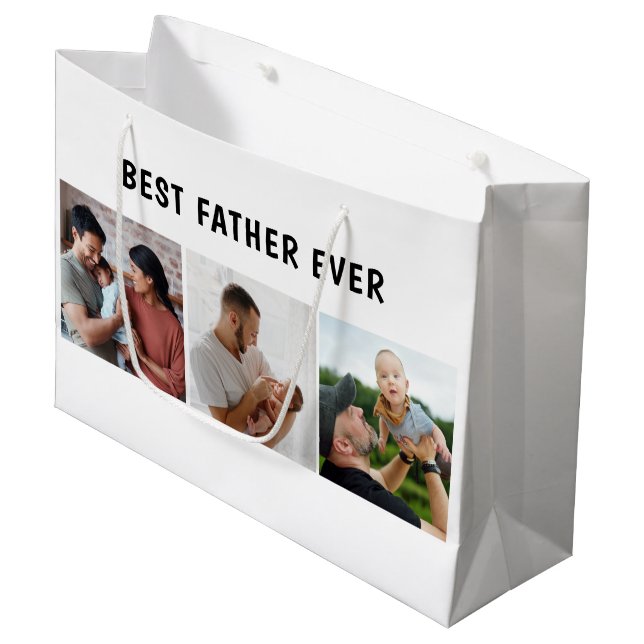 Sacola Para Presentes Grande Father Photo Collage Custom Giant (Frente inclinada)