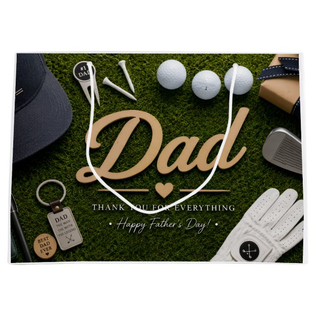 Sacola Para Presentes Grande Father's Day for Golf Dad (Frente)
