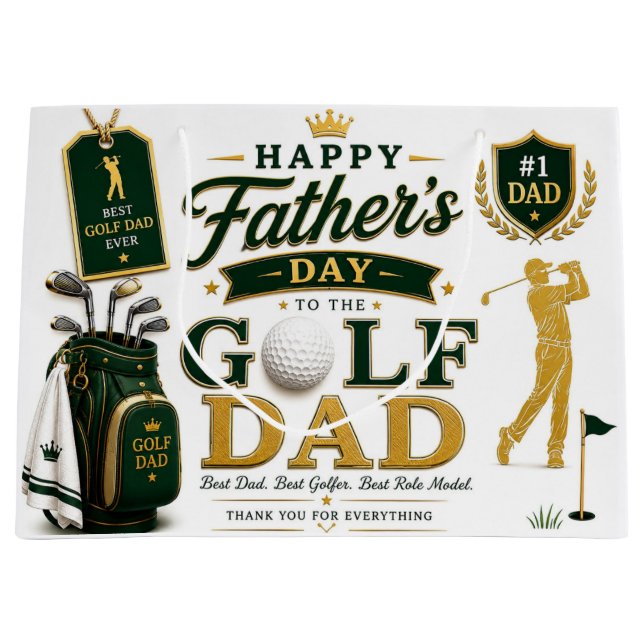 Sacola Para Presentes Grande Father's Day for Golf Dad (Frente)
