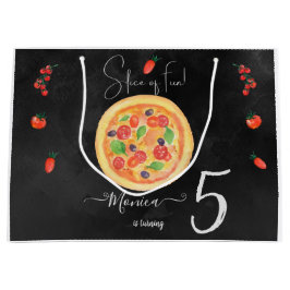 Sacola Para Presentes Grande Fatia de diversão, aniversário de pizza