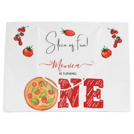 Sacola Para Presentes Grande Fatia de diversão, primeiro aniversário