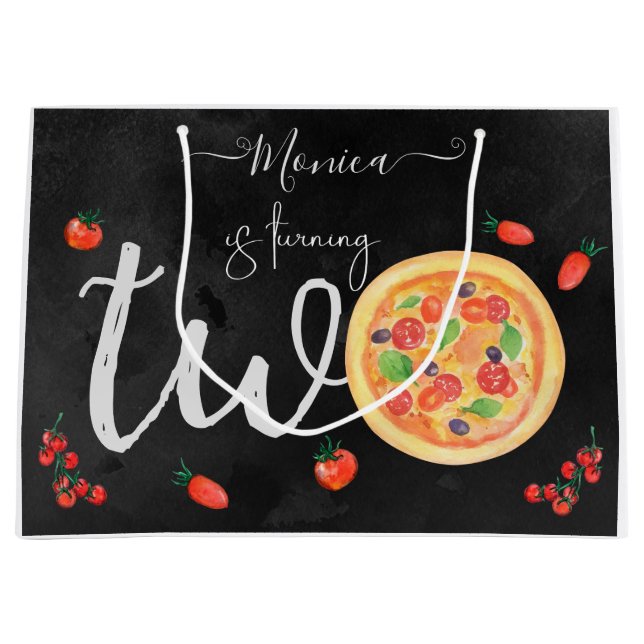 Sacola Para Presentes Grande Fatia de diversão, segundo aniversário (Frente)