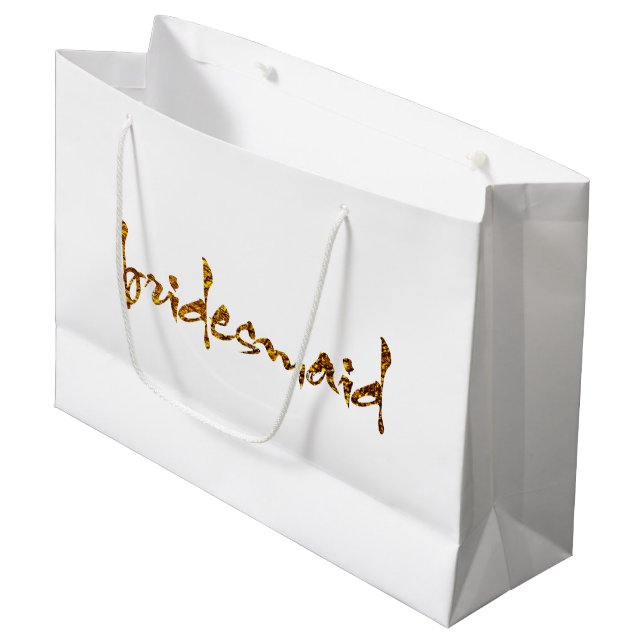 Sacola Para Presentes Grande Faux Gold Foil Bridesmaid (Frente inclinada)