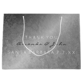 Sacola Para Presentes Grande Favor De Casamento Obrigado Cinza Prateado Grungy