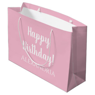 Sacola Para Presentes Grande Favorito personalizado do Partido Pink Pastel de A