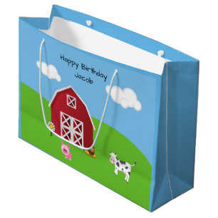 Sacola Para Presentes Grande Fazenda Barnyard Animal Birthday