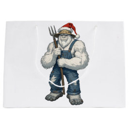 Sacola Para Presentes Grande Fazendeiro do Yeti Abominável Snowman Festa Engraç