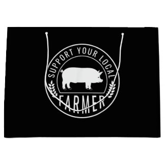 Sacola Para Presentes Grande Feira de Agricultores Apoie o Seu Criador de Porco