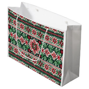 Sacola Para Presentes Grande Feira de Natal/Inverno vermelha e verde