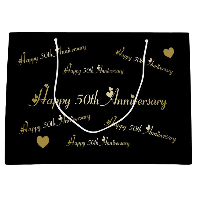 Sacola Para Presentes Grande Feliz 50º Aniversário (Frente)