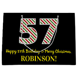 Sacola Para Presentes Grande Feliz 57º aniversário e Feliz Natal, Nome Personal