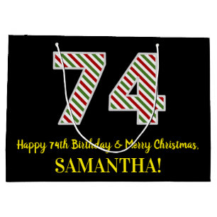 Sacola Para Presentes Grande Feliz 74º aniversário e feliz Natal, nome personal