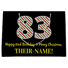 Sacola Para Presentes Grande Feliz 83º Aniversário e Feliz Natal, Nome Personal
