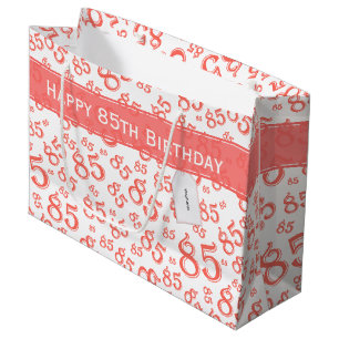 Sacola Para Presentes Grande Feliz 85º Padrão de Número Aleatório Coral/Branco