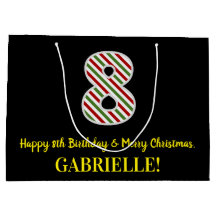 Feliz 8 de aniversário e feliz Natal, nome persona