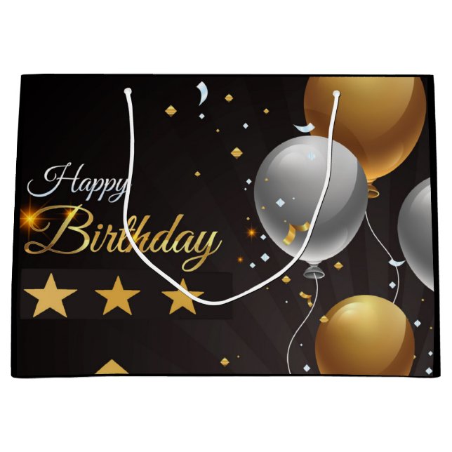 Sacola Para Presentes Grande Feliz aniversário (Frente)