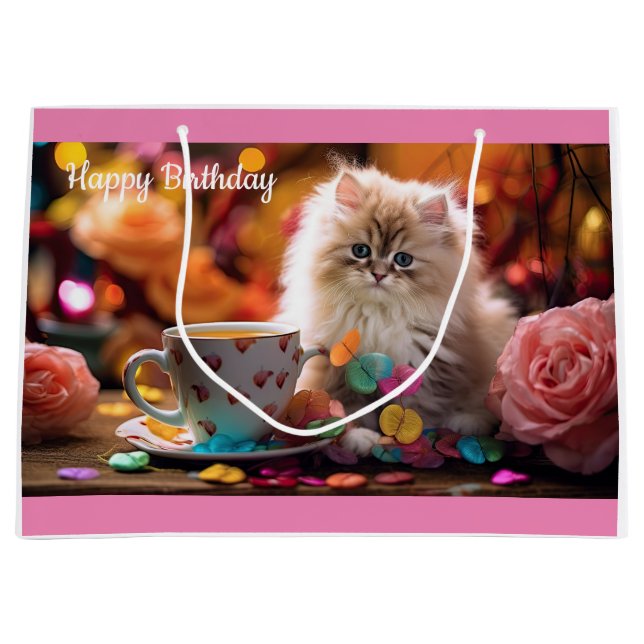 Sacola Para Presentes Grande Feliz aniversário (Frente)