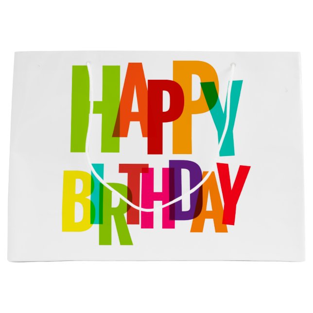 Sacola Para Presentes Grande Feliz aniversário (Frente)