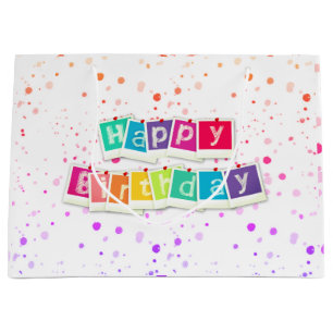 Sacola Para Presentes Grande Feliz Aniversário