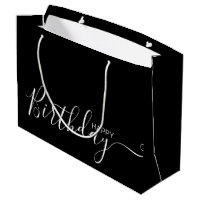Feliz aniversário Black White Elegant Large Gift B