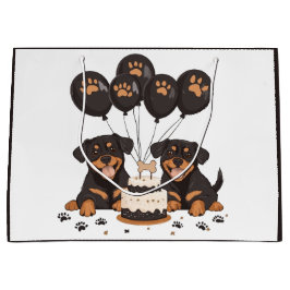 Sacola Para Presentes Grande Feliz Aniversário Cães Rottweiler