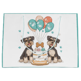 Sacola Para Presentes Grande Feliz Aniversário Cães Schnauzer