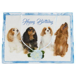 Sacola Para Presentes Grande Feliz Aniversário Cavalier King Charles Spaniels
