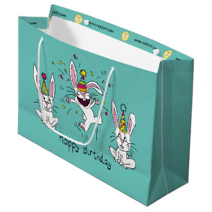 Sacola Para Presentes Grande Feliz Aniversário Coelhos Coelhos Crianças Bonit