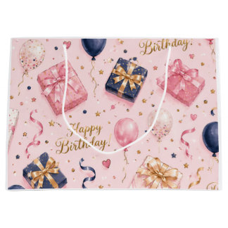 Sacola Para Presentes Grande Feliz Aniversário – Colorido