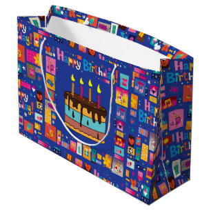 Sacola Para Presentes Grande Feliz Aniversário Crianças