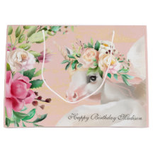 Feliz Aniversário, Cute Floral Unicorn Personaliza
