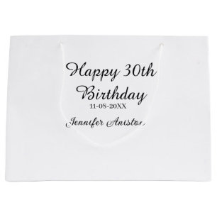Sacola Para Presentes Grande Feliz aniversário de 30 anos para adicionar nome d