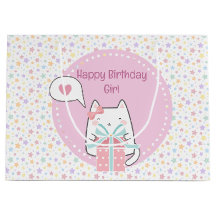 Feliz Aniversário de Kawaii Gato com Caixa de Pres