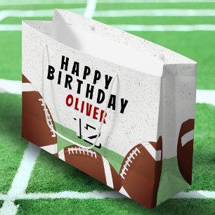Sacola Para Presentes Grande Feliz Aniversário do American Football Balls Kids