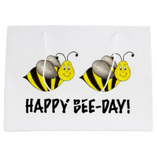 Sacola Para Presentes Grande Feliz Aniversário do Bumblebee Honey Bee Bday
