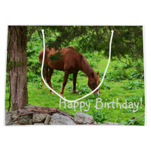 Sacola Para Presentes Grande Feliz Aniversário do Cavalo
